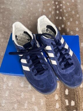 adidas Handball Spezial  Navy Suede Sneakers with White Stripes